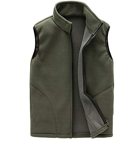 BIISDOST Gilet da uomo: gilet in pile per attività all'aria aperta, grandi dimensioni, con chiusura lampo, gilet con colletto alto, gilet da uomo, trapuntato, elegante, senza maniche, per la