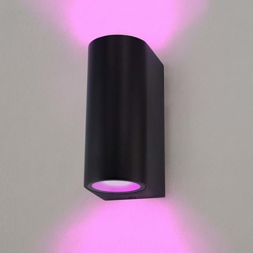 Ledvion - SMART LED Wandleuchte Santa Barbara, RGBWW, IP54, Schwarz, Innen/Außen, Außenleuchte, Gartenbeleuchtung