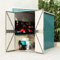 Hovothy Gerätehaus 118x194x178 cm Wand-Geräteschuppen Gartenschrank Wetterfest Geräteschuppen Gartenhaus Metall Fahrradunterstand Holzlager Hütte Grün