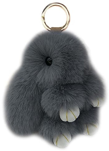 Xsclpomddy Süße Plüsch Hase Schlüsselanhänger Plüsch-Häschen Schlüsselanhänger Pom Poms Taschenanhänger Handtasche Autoschlüssel Dekoration,dark gray