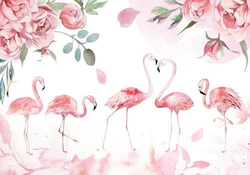 Fototapete Schlafzimmer Kinderzimmer 3D Tapeten 3D Effekt Wohnzimmer Rosa Aquarell-Rosenblüte Wandposter Xxl Waterfall Weiß Grau Blumen Wald Natur Mustertapete