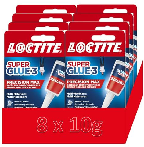 Super Glue 3 Précision (flacon de 10g) - Colle liquide tous matériaux – Colle forte pour réparations précises – Colle transparente à séchage rapide 8 x 10g