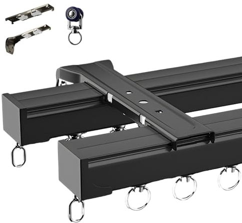 Bastone Doppio Per Tende, Binario Per Tenda Da Soffitto, Flessibile, 1-6 Metri, Sistema Di Montaggio A Parete Per Divisorio, Finestra A Bovindo, Asta Doppia Per Tende Di Alluminio, con Scorrevoli (Co