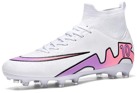 BLBK Fußballschuhe Herren Kunstrasen Fussballschuhe Für Jungen Mädchen Damen Kinder Jungen Sport Football Schuhe,weiß-rosa AG2499,38 EU
