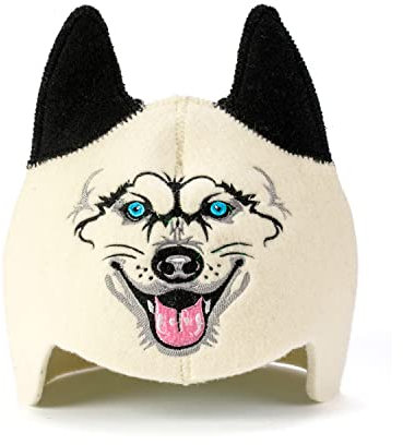 Sauna Guru Cappello da sauna 'Sauna Wolf' – 100% cappelli in feltro di lana organici – Proteggi la tua testa dal calore – Accessori da sauna da donna – Regali per donne – Cappelli da sauna per uomo –