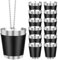 MEYAGOT 12 Stück 30ml Schnapsgläser mit Kette, Schnapsgläser Edelstahl Schwarz, Tragbar BPA-Frei Shotgläser Metall Becher zum Umhängen, Edelstahlbecher für Camping Wandern Party Deko