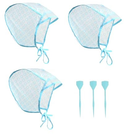 3 PCS Highlighting Cap Frosting Cap Hair Dye Colouring Cap and Spatula with Crochet Hook Kit for Dyeing