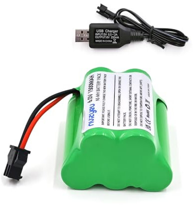 nvizyeu 6 V battery, 1500 mAh rechargeable 6 V NIMH battery, suitable for RC car, solar light, comes with 6 V battery charger