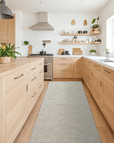 Color G Tapis Couloir Long, Tapis de Cuisine Devant Evier, Tapis De Passage, Antidérapant, Lavable et Absorbant, Tapis de Porte, Tapis Entrée pour Couloir, Cuisine, Entrée, Buanderie(Beige, 71x365cm)