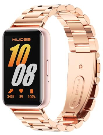 MIJOBS Mesh-Metall Armband für Samsung Galaxy Fit 3, Edelstahl Mesh Metall Uhrenarmband kompatibel mit Samsung Galaxy Fit 3, für Damen und Herren