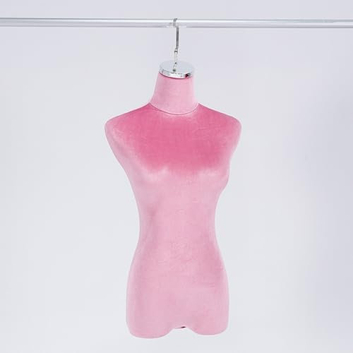 Schaufensterpuppe Schneiderpuppe Rosa Rot Orange Beige Grau Schwarz Lila Gelb Grün Frauen Ankleideform Schaufensterpuppe, Kunststoff Oberkörper Torso Manikin Mit 5cm Metallhaken(Color:Pink,Size:Silver