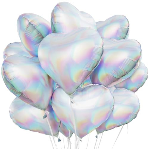 Herz Folienballon Laser Silber 10 Stück,Silber Herz Helium Luftballons,Heliumballon Herzen,Herzluftballons,Herzform Folienluftballon Herzballons für Geburtstag Hochzeit Valentinstag