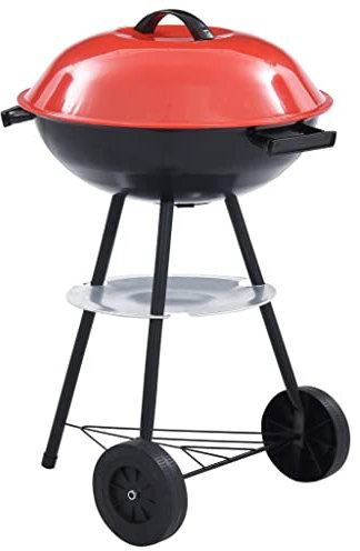 Portable XXL Charcoal Kettle BBQ Grill with Wheels 44 cm-Home Garden