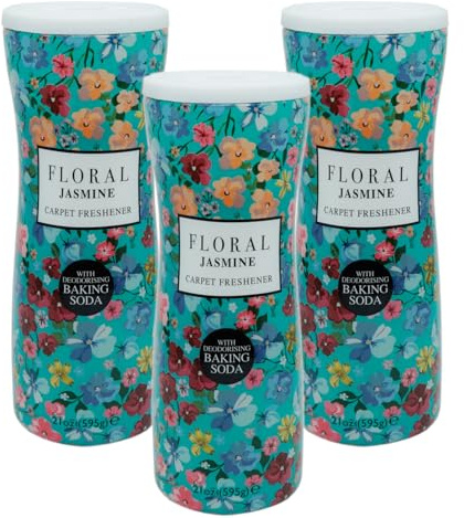 3x Floral Carpet Freshener With Deodorising Baking Soda - 595g (Jasmine)