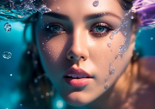 CALVENDO Poster 42,0 x 29,7 cm Querformat Verführerische Nymphe im Farbspiel des Wassers| Bilder, Kunstdruck, Wandbild, Wanddeko, Prints ohne Rahmen