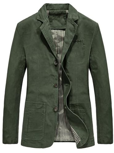 ZEMALON Blazer Herren Slim Fit Revers Mode Anzug Jacke Männer Business Arbeits Casual Longsleeve Anzug Herren Jugend Klassisch All-Match Anzug Männer A-Army Green XL