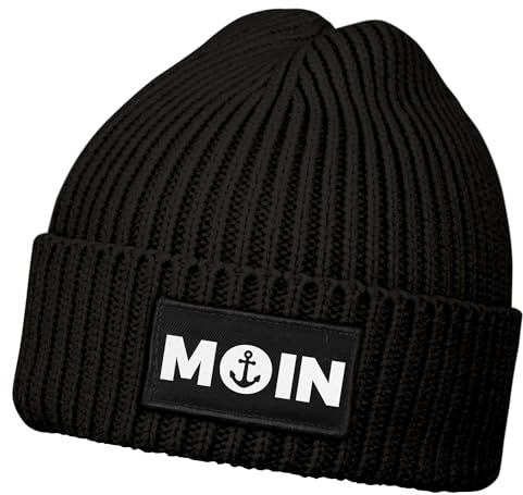 Neverless® Damen Beanie mit Patch Aufdruck Print Moin Nordisch Wintermütze Strickmütze