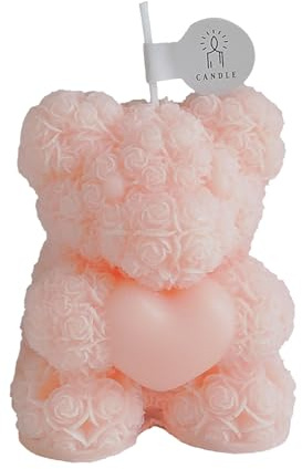 1PC Rose Bär Kerze Duftkerzen in Rosenform,Kerze mit Rosenblüten,Blume Bär Kerze | Bär Rosenblüten-Duftkerze, Valentinstag-Sojawachskerze für Geburtstag, Zuhause, Schlafzimmer, Party (Rosa)