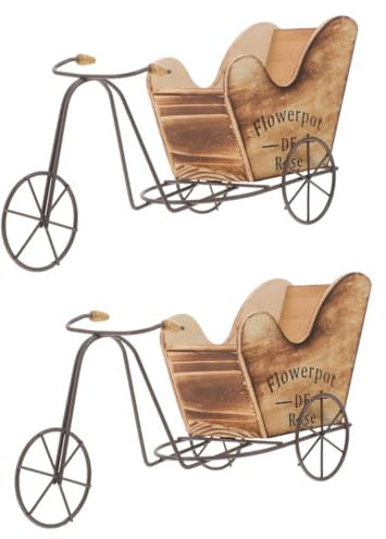 Warmhm 2pezzi Fioriera Decorativa Stile Vintage Forma di Bicicletta Ferro Comodamente Utilizzabile per Piante e Fiori da Perfetta per Ufficio e Casa Design Elegante e Funzionale
