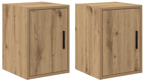 vidaXL Garage Wall Cabinets - 2 Pack Artisan Oak Engineered Wood - Wall-Mounted Storage Solution for Tools & Accessories - 30x30x41 cm