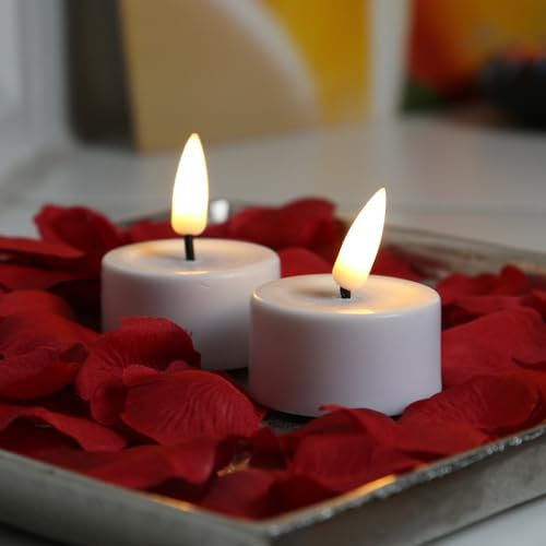 MARELIDA LED Teelichter Echtwachs Deluxe Homeart realistische 3D Flamme mit Wachsspiegel weiß (2 Teelichter klein)
