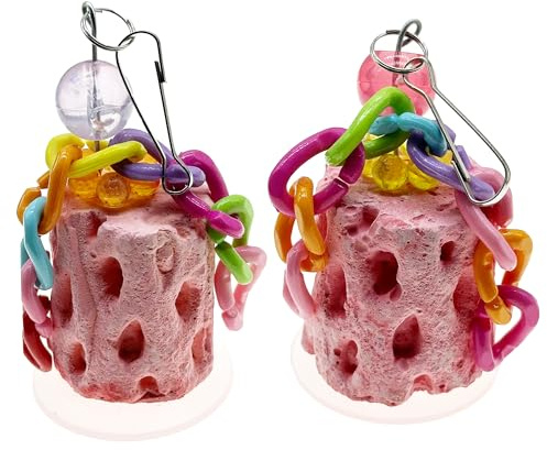 Allazone 2 PCS Jouet à Mâcher en pour Perroquet, Pierre de Calcium pour Bec, Accessoire pour Cage, Jouet pour Perruches, Hamsters, Lapins et Chinchillas, Forme des Racines des Arbres