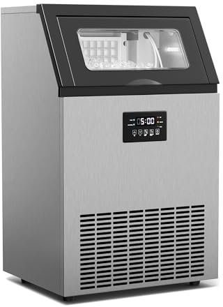Klarstein Glacial Eiswürfelmaschine - 45 kg/24 h, 370 W Kompressor, 15 kg Behälter, Multitouch-Panel, Selbstreinigung, Edelstahl, Gewerblich