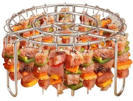 Bkljkf Air Fryer Racks, porte-brochettes pour friteuses à air chaud, kit de brochettes en acier inoxydable pour viande, poisson, maïs, saucisses