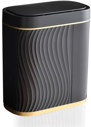 sapisecret 8L Automatic Sensor Bin, Black Bathroom Bin with Lid | Touch-free opening with a quiet lid; splash-resistant design helps reduce odours in bathroom, kitchen, bedroom and office.