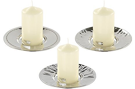 Fink - Tria - Kerzenhalter, Kerzenteller, Kerzenständer - 3er Set - für Stumpenkerzen - 3D Design
