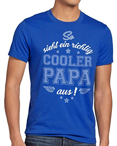 style3 So Sieht EIN richtig Cooler Papa aus Herren T-Shirt, Größe:XL;Farbe:Blau
