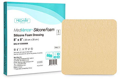 MedVance TM Silikon – Saugfähiger Verband aus Silikonschaum, 20,3 x 20,3 cm, Schachtel mit 5 Verbänden