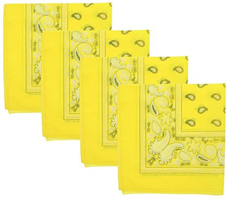 Motique Accessories Neon Paisley Bandana – 4 Stück, neongelb, Einheitsgröße