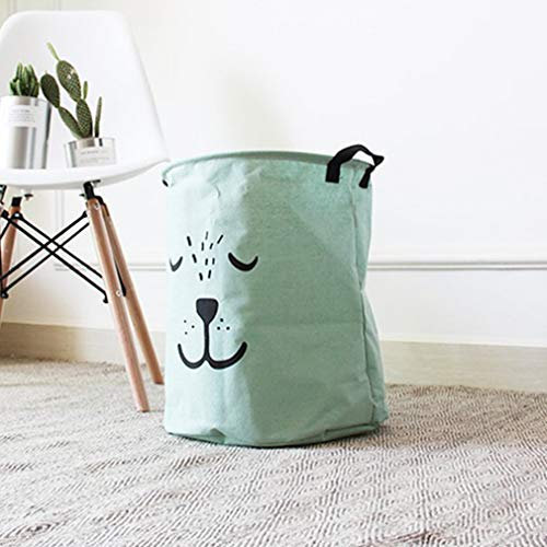 Lindong Kinderzimmer Wäschekorb Faltbar Wasserdicht Wäschebox Wäschesammler Aufbewahrungsbox Kinder Spielzeug Bekleidung Aufbewahrungskorb (grün-2)