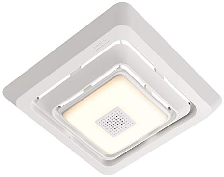 Broan-Nutone FG800SPK Bluetooth Speaker Bathroom Exhaust Grille Cover with LED Light, White Bath Fan