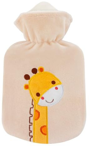0.8 Litre Rubber Hot Water Bottle with Velour Cover Giraffe Zulu