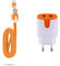 Pack Chargeur pour WIKO Y81 Smartphone Micro USB (Cable Noodle 1m Chargeur + Double Prise Secteur Couleur USB) (Orange)