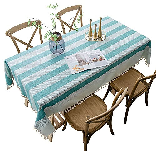 Venus-David Textiles para el hogar Mantel de Lino Impermeable Cocina Sala de Estar Mantel de algodón Rectangular Mesa de Ordenador Té Mesa de Centro, Color 3,140x240cm