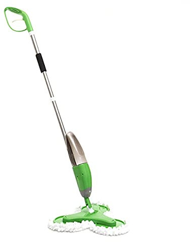 MODEZVOUS Triple Microfibre Mop with Liquid Dispenser Sprayer 3 Rotating Heads 3 Microfibre Cloths