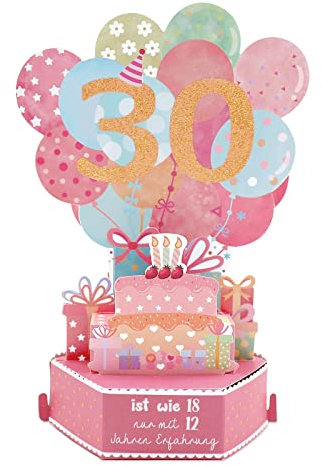 30. Jahrgang Geburtstagskarte Pop Up Geburtstag Geschenk Grußkarte 30er Geburtstag 3D Popup Karten Glückwunschkarte mit Umschlag für Freundin, Frau, Mutter