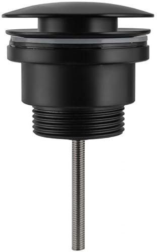 VALAZ Bouchon universel compatible avec lavabo et bidet avec ou sans trop-plein Noir mat bonde Click Clack, Pop-Up