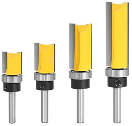 Bestgle 4 piezas 8mm Fresas de Ranurar Professional Router bit de Fresadora, con vástago de 8mm al ras Puntas de corte Carpintería Fresadora