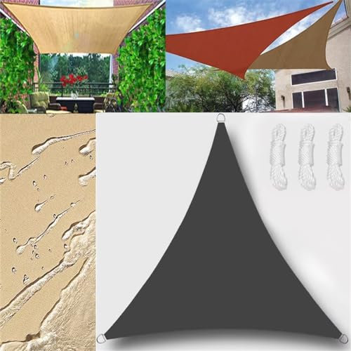 Voiles d'ombrage pour Patio Triangulaire Rectangulaire Voile d'ombrage avec Corde Libre Imperméable Résistant UV98% pour Jardin Terrasse Camping Piscine Extérieur Balcon 1.6x1.6x1.6m Anthracite