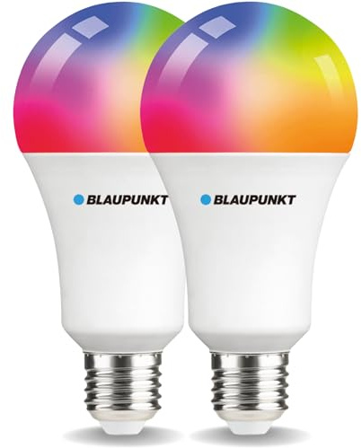BLAUPUNKT Smart Bulb E27, 9W, Colour Changing LED Light Bulb WiFi, Warm White to Cool Daylight Room Lighting, Dimmable, Music Sync and More Smart Modes, Works with Google Home – 2 Pieces (Pack of 2)