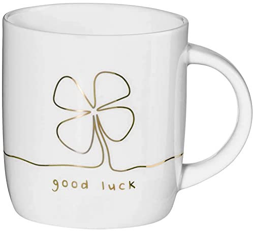 [A] Henkelbecher, Good Luck, D. 8,7 cm, H. 9,4 cm, 0,35 l.