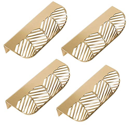 Poignées De Placard Dorées 4 Pièces En Forme De Feuille Poignées De Meuble En Laiton or Poignées De Meubles Porte De Cuisine Cuivre Tiroir Tirer Boutons Matériel Tiroir Boutons Poignées De Tiroir