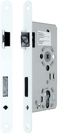 SN-TEC Profilzylinder Türschloss Objektschloss mit Flüsterfalle Kl.III PZ vorgerichtet 55/72/8, Weiss lackierte Stulp 20x235mm, DIN Links abgerundet (PZ Profilzylinder LINKS)