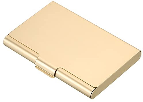 PATIKIL Visitenkartenetui, Aluminium-Metall-Kartenetui, professionelles Pocket-Kartenetui für Visitenkarte, Kreditkarte, Golden Farbton