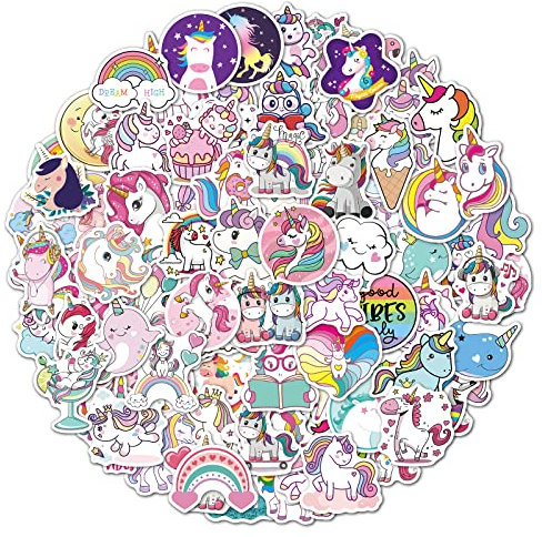 100 Einhorn Aufkleber, Wasserfeste Vinyl Stickers für Auto Motorräder Laptop Fahrrad Skateboard Snowboard Gepäck Aufkleber MacBook iPad und mehr