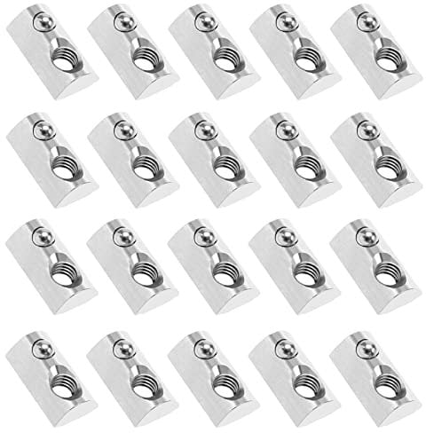 Be In Your Mind 100PCS 3030 Series M6 T Slot Nuts Roll-in Spring Ball Loaded Elastic Nuts Carbon Steel for T-Slot 3030 Series Aluminum Profile 3D Printers CNC Milling Machines